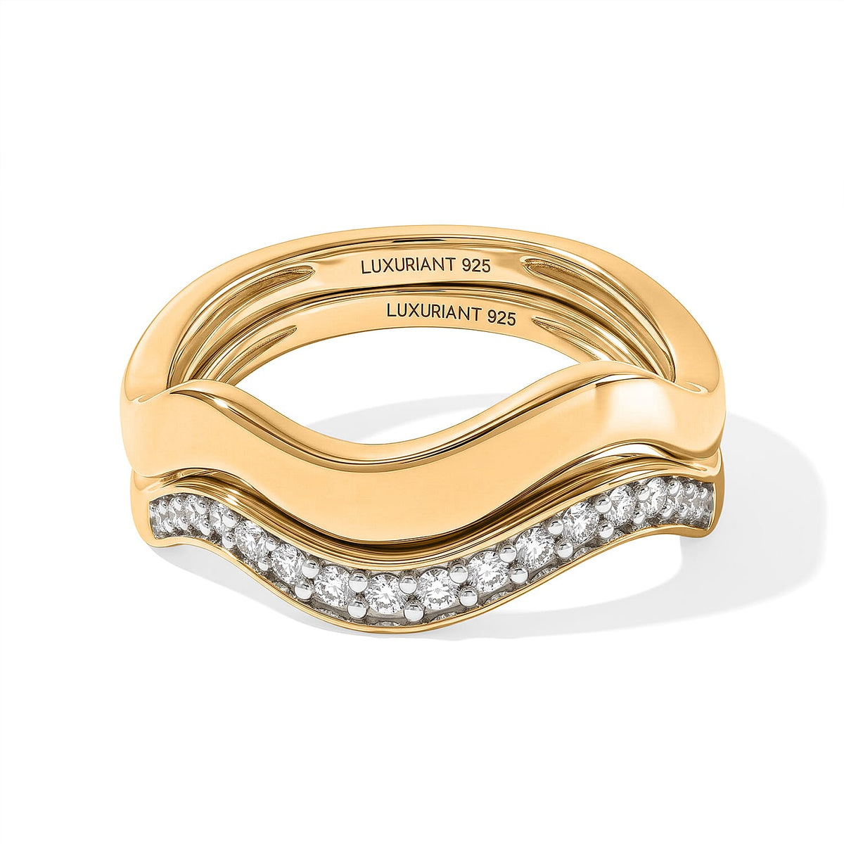 Lab Grown Diamond Set of 2 Wave Rings