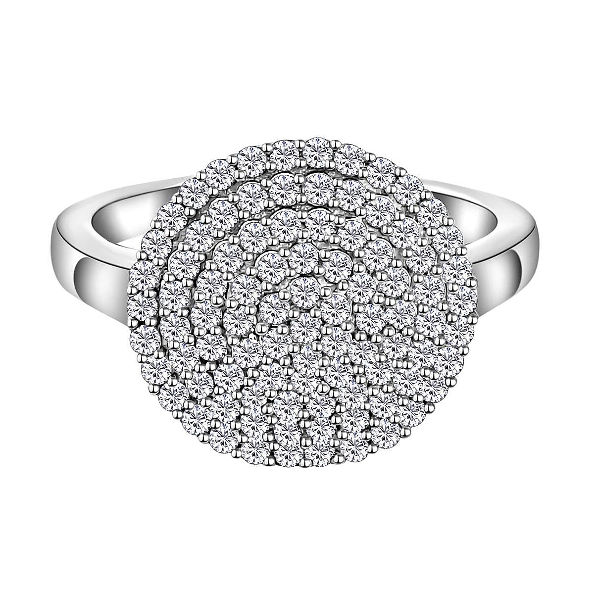 White Diamond Ring in Platinum Over Sterling Silver (Size 11.5) 1.00 ctw