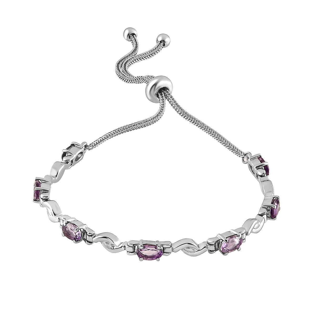 African Amethyst Bracelet in Stainless Steel (10.50 In) 3.00 ctw
