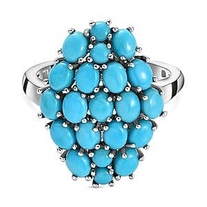 Sleeping Beauty Turquoise Ring in Platinum Over Sterling Silver (Size 10.0) 3.55 ctw
