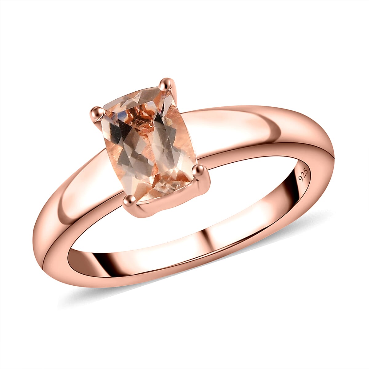 Morganite Ring in 18K Vermeil RG Over Sterling Silver (Size 10.0) 0.88 ctw