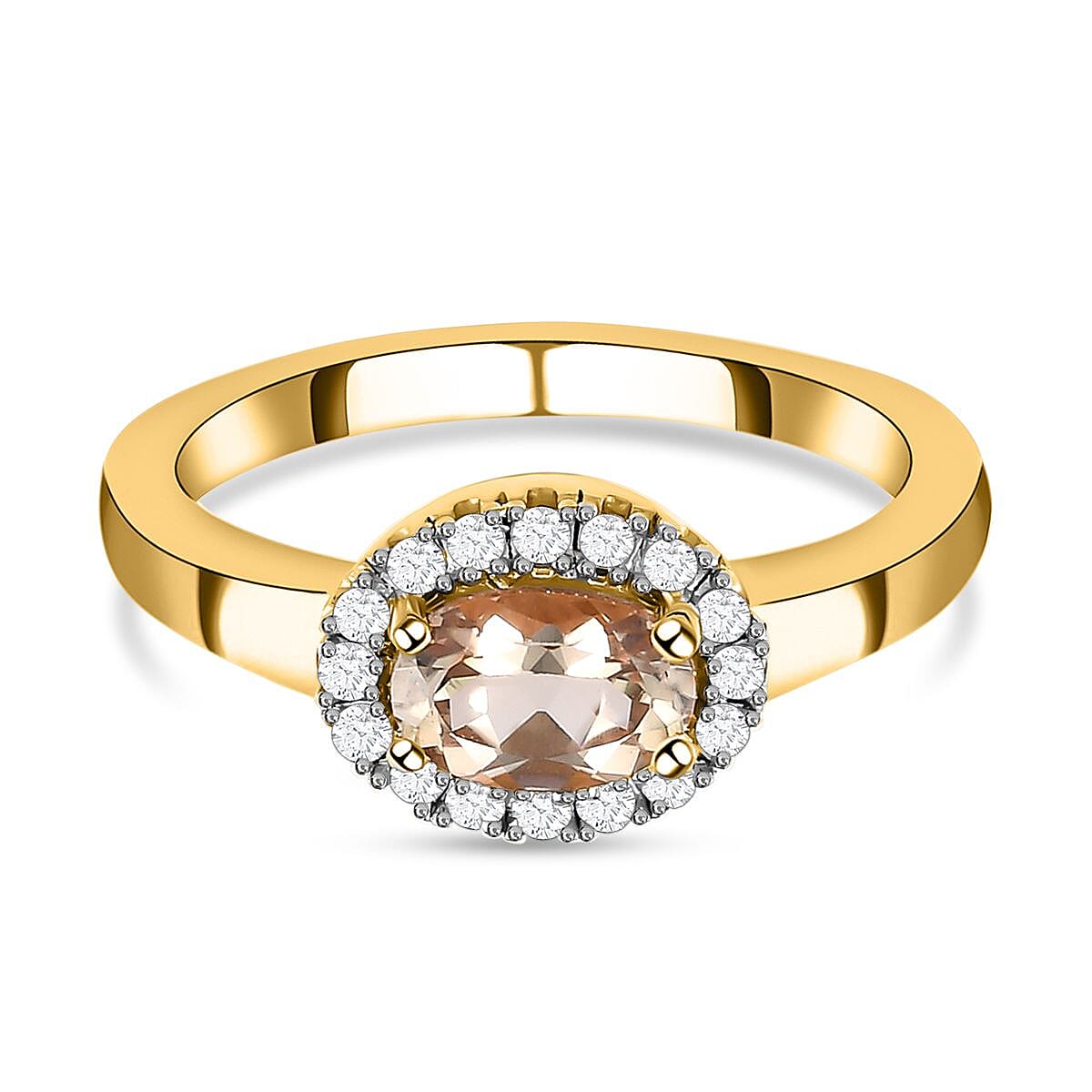 Turkizite and White Zircon Ring in 18K Vermeil YG Over Sterling Silver (Size 11.5) 0.92 ctw