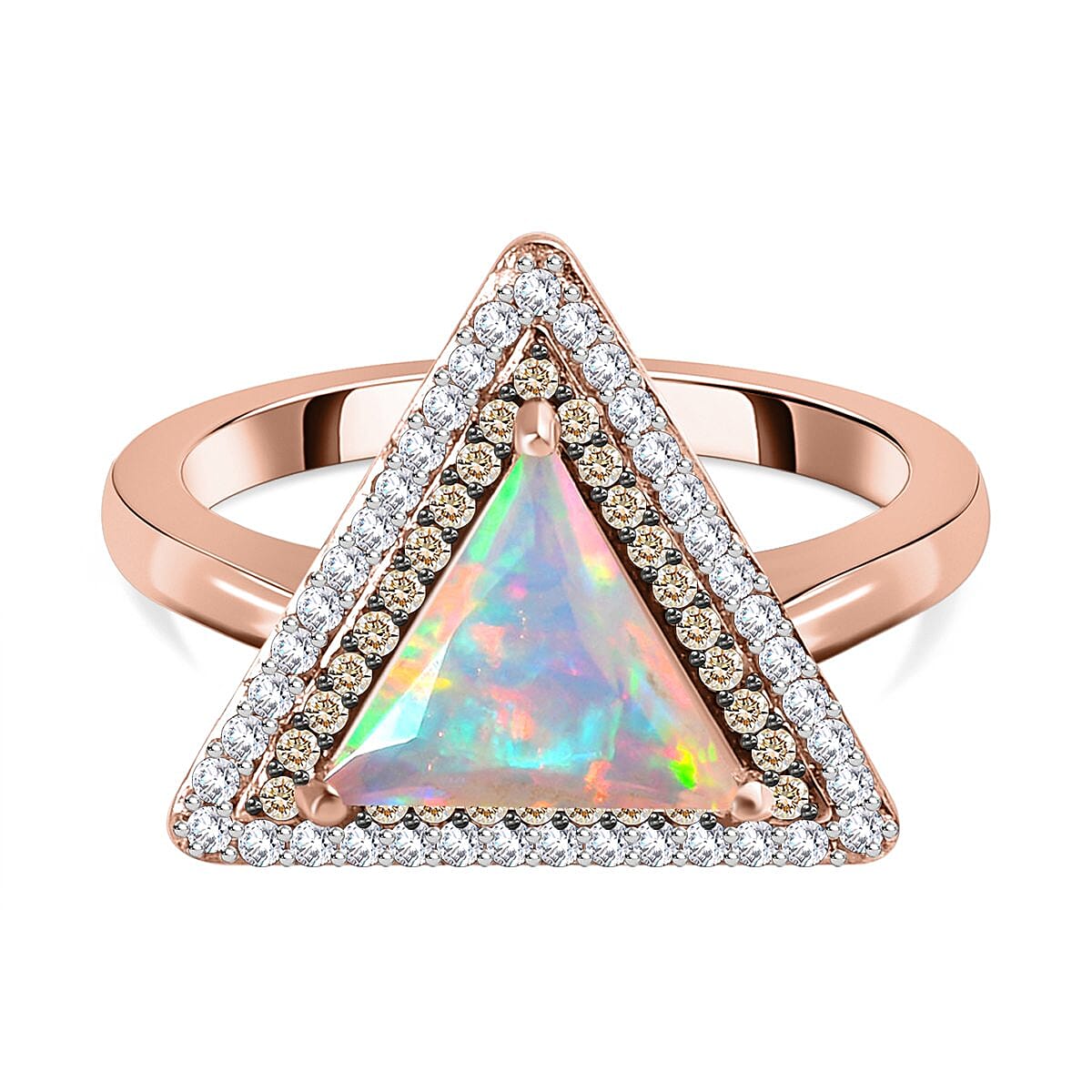 Ethiopian Welo Opal, Multi Gemstone Ring in 18K Vermeil RG Over Sterling Silver (Size 9.0) 1.51 ctw