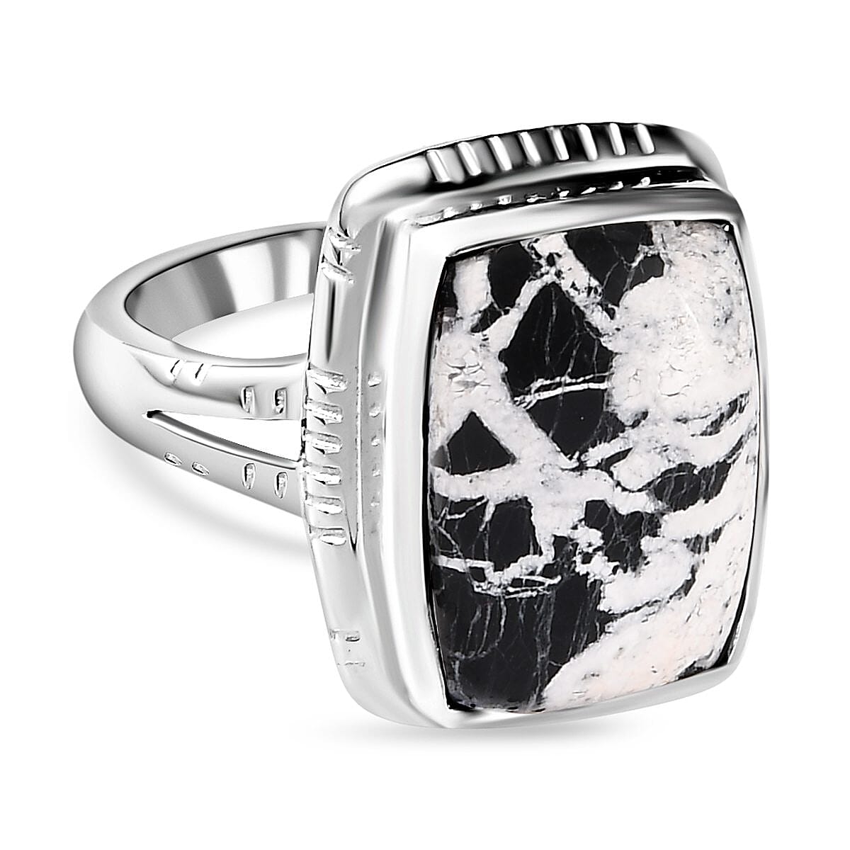 White Buffalo Solitaire Ring in Platinum Over Sterling Silver (Size 9.0) 9.87 ctw