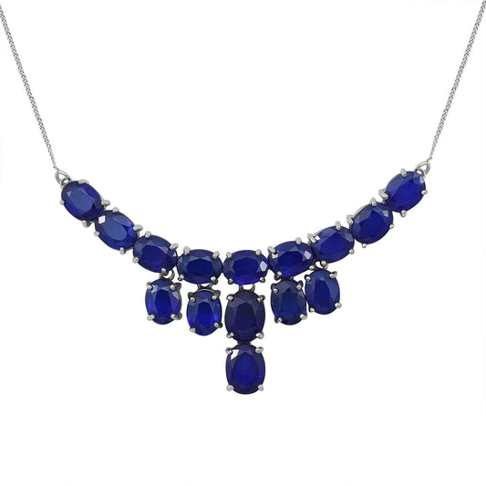Niassa Blue Sapphire (FF) Necklace in Platinum Over Sterling Silver (18 Inches) 26.84 ctw