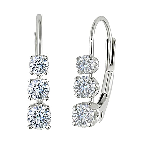 Simulated Diamond Earrings in Platinum Bond 0.60 ctw