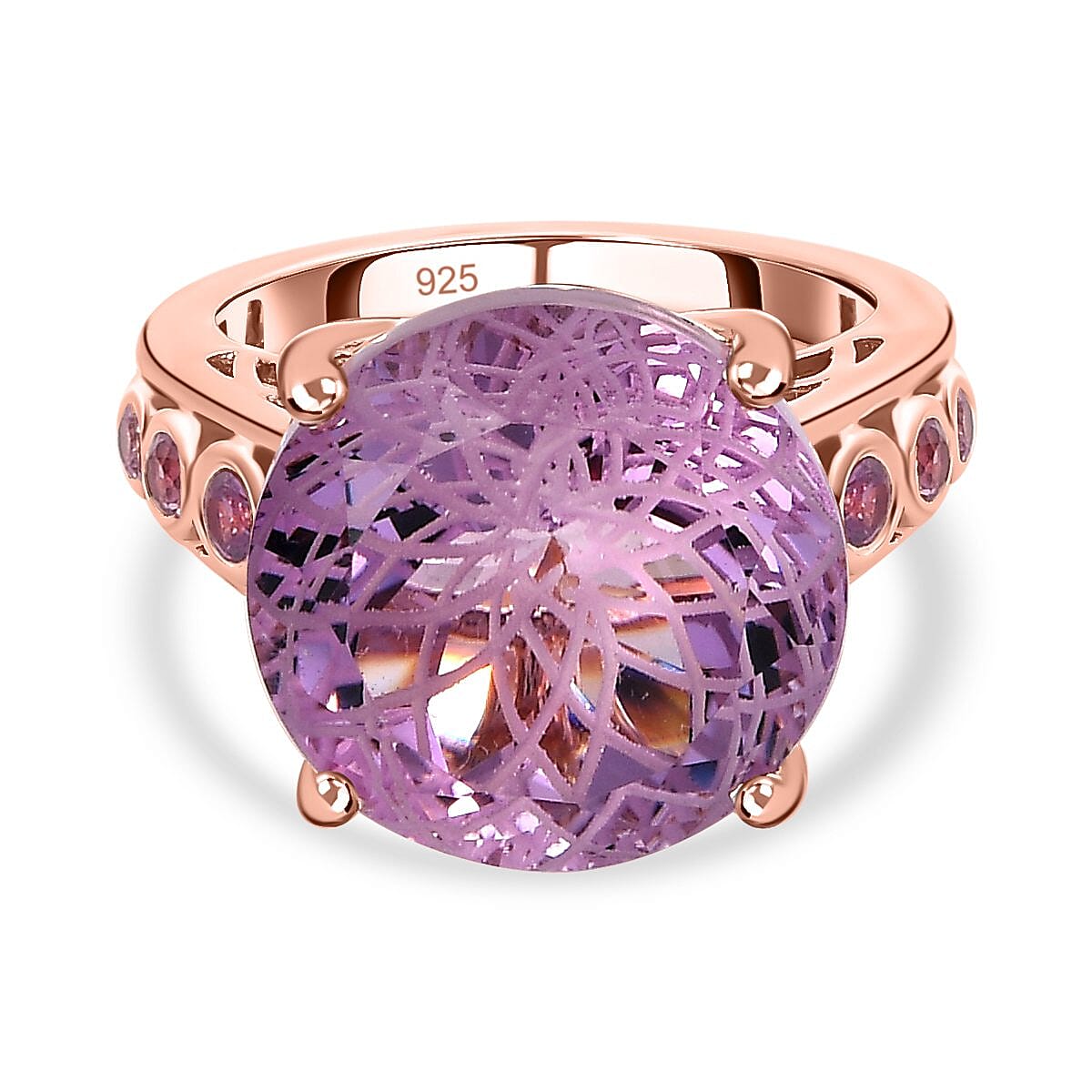 Rose De France Amethyst and Pink Sapphire Ring in 18K Vermeil RG Over Sterling Silver (Size 10.0) 8.59 ctw