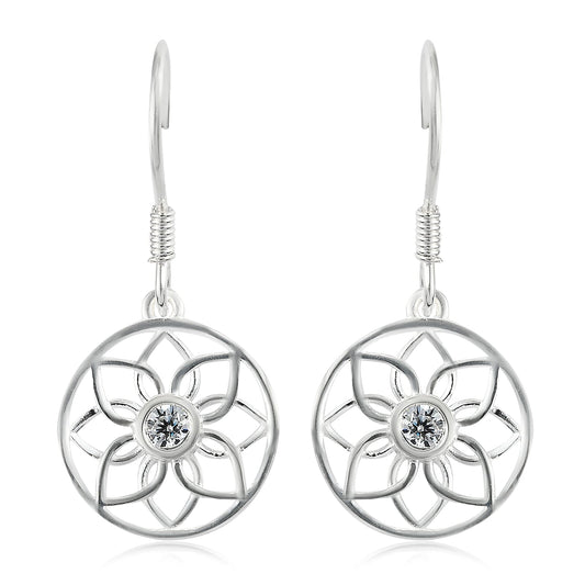 Simulated Diamond Hoop Earrings in Sterling Silver 0.40 ctw