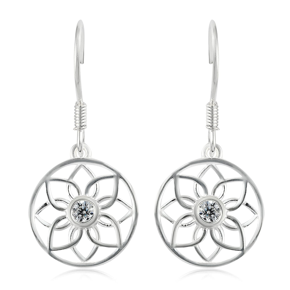 Simulated Diamond Hoop Earrings in Sterling Silver 0.40 ctw