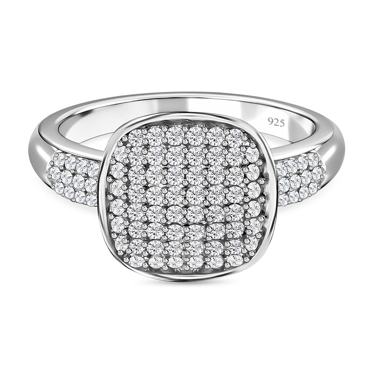 White Diamond Ring in Platinum Over Sterling Silver (Size 11.5) 0.50 ctw