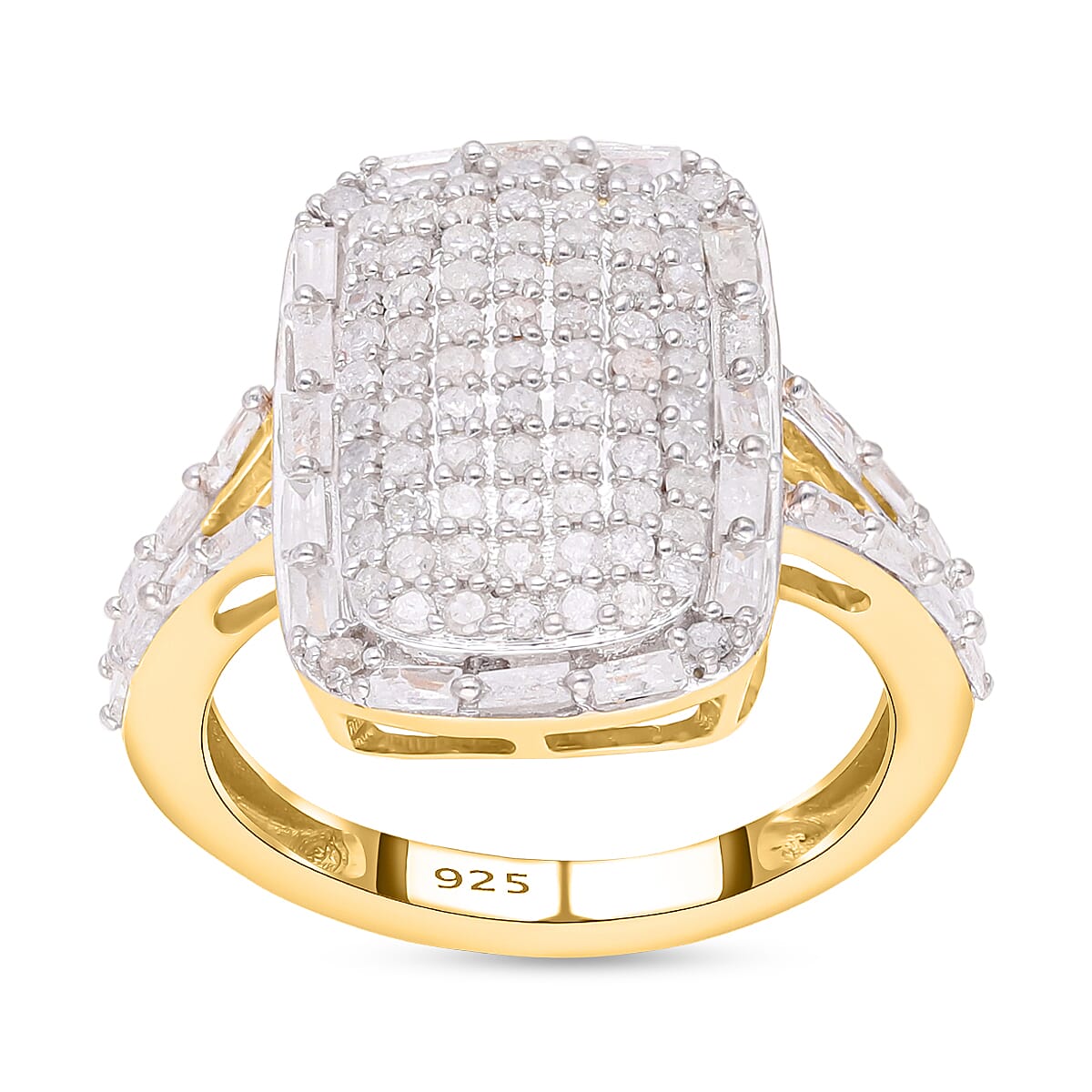 White Diamond Ring in 18K Vermeil YG Over Sterling Silver (Size 8.0) 0.99 ctw