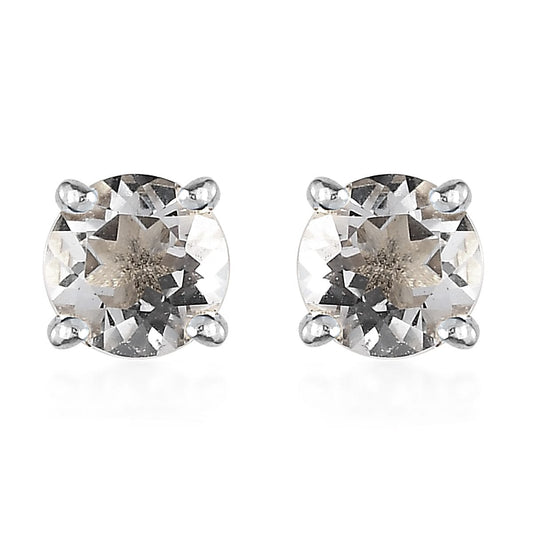 Brazilian Petalite 0.75 ctw Round Stud Earrings in Platinum Over Sterling Silver
