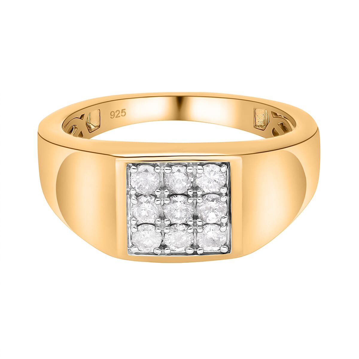 White Diamond Ring in 18K Vermeil YG Over Sterling Silver (Size 10.0) 0.50 ctw