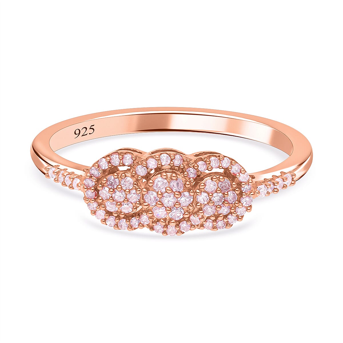 Natural Pink Diamond Ring in 18K Vermeil RG Over Sterling Silver (Size 10.0) 0.33 ctw