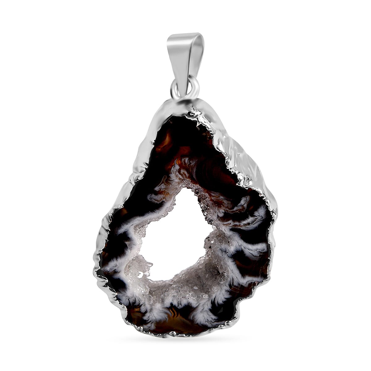 Agate Pendant without Chain in Silvertone 20.00 ctw