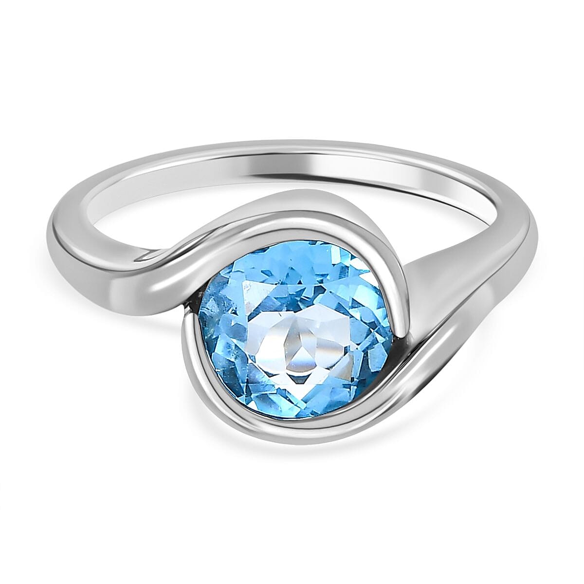 Swiss Blue Topaz Ring in Platinum Over Sterling Silver (Size 11.5) 2.35 ctw