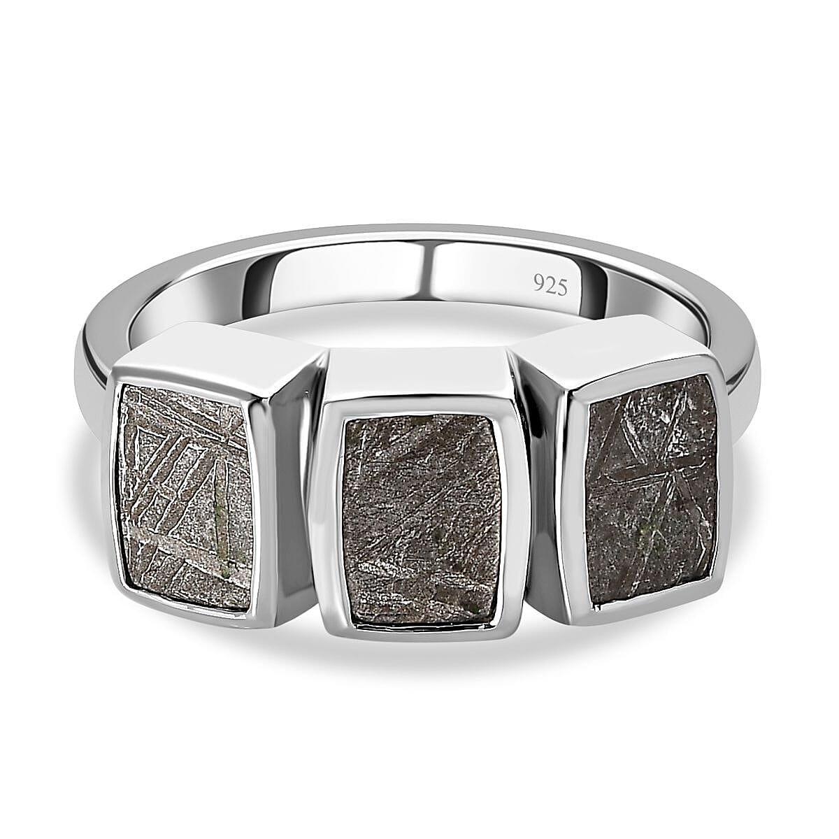 Meteorite Ring in Rhodium Over Sterling Silver (Size 10.0) 9.75 ctw