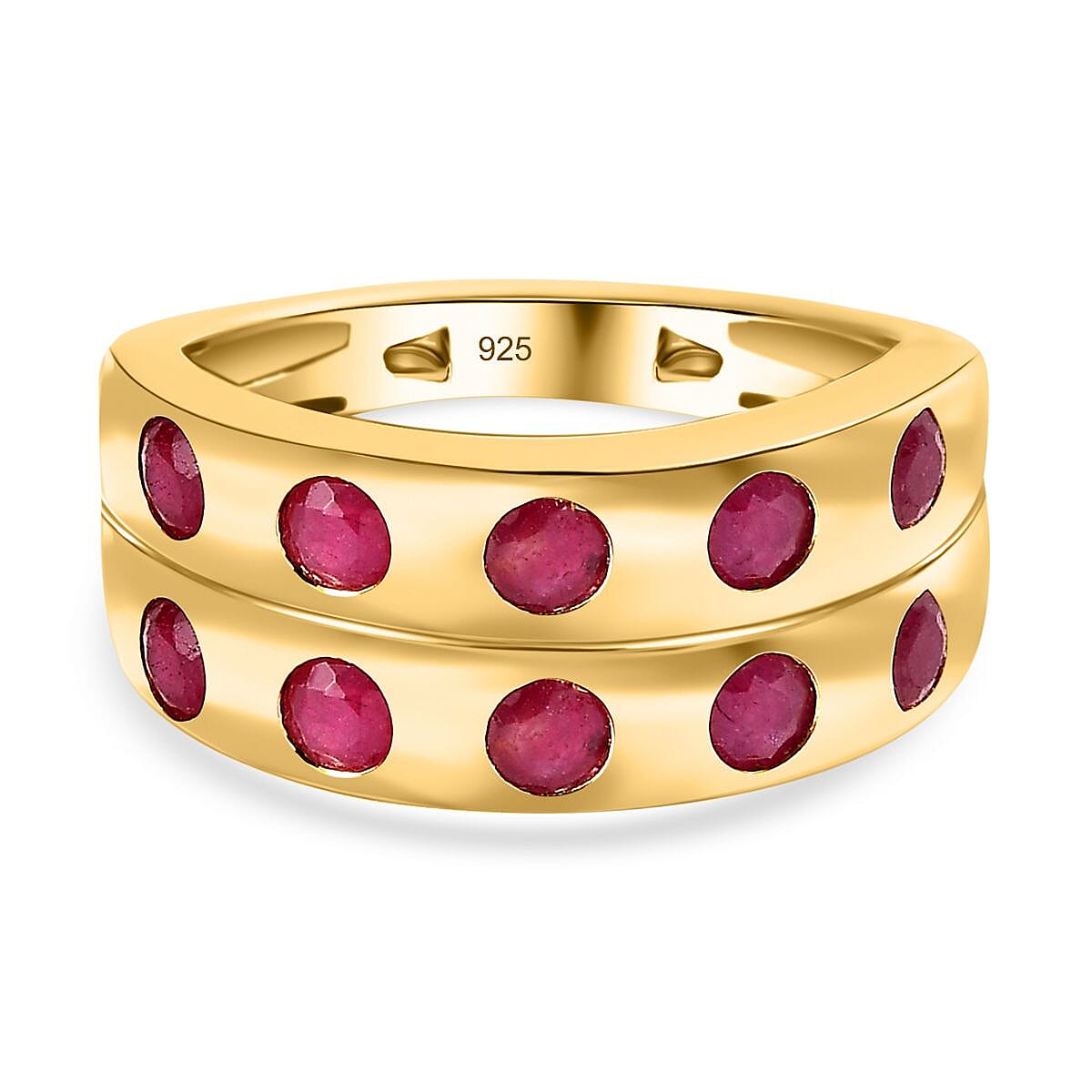 African Ruby Ring in 18K Vermeil YG Over Sterling Silver (Size 10.0) 1.80 ctw