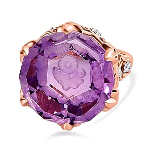 Rose De France Amethyst, Multi Gemstone Ring in 18K Vermeil RG Over Sterling Silver (Size 6.5) 24.33 ctw
