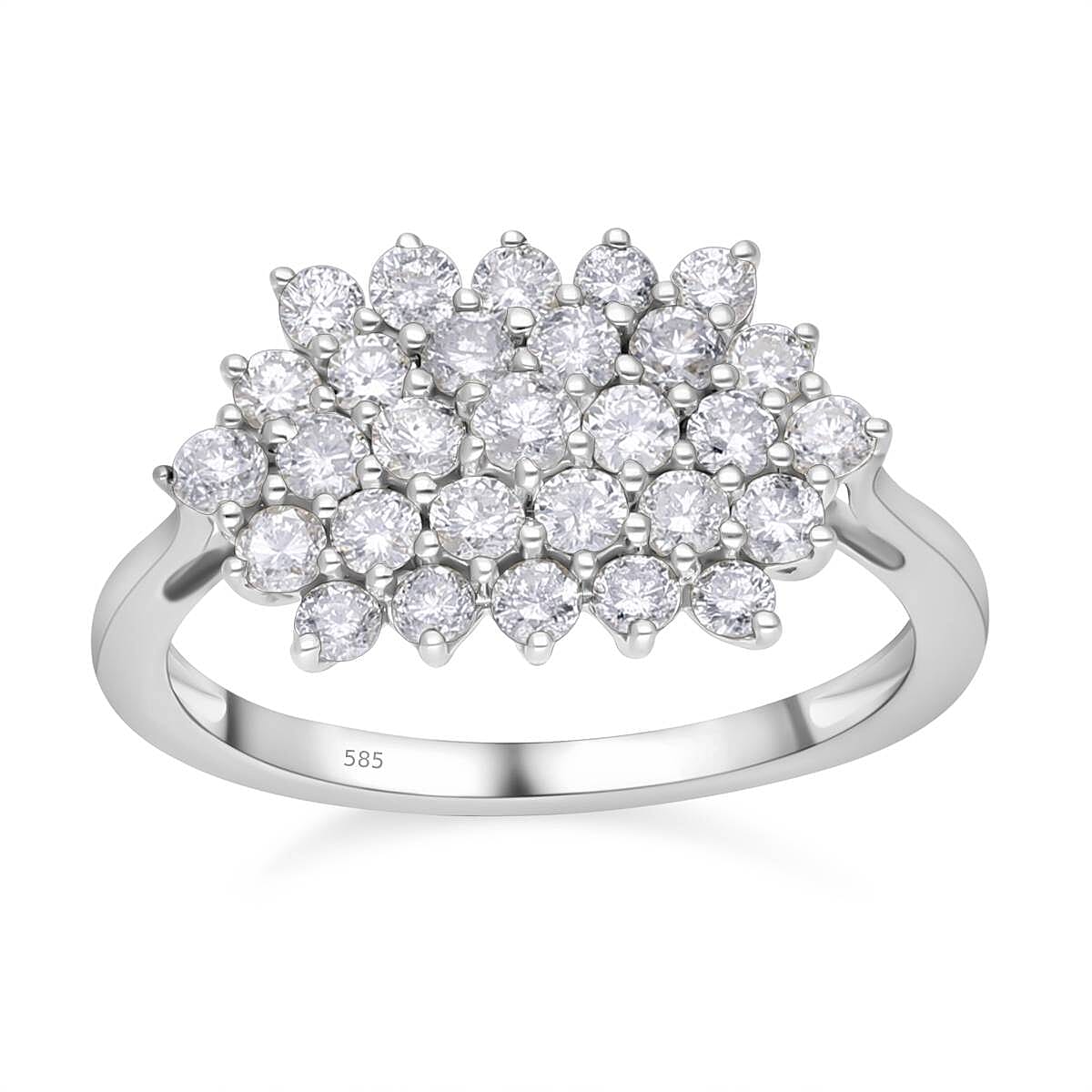 14K White Gold Diamond (I1-I2) Ring (Size 9.0) 1.00 ctw