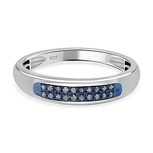 Blue Diamond (IR) Ring in Platinum Over Sterling Silver (Size 8.0) 0.10 ctw