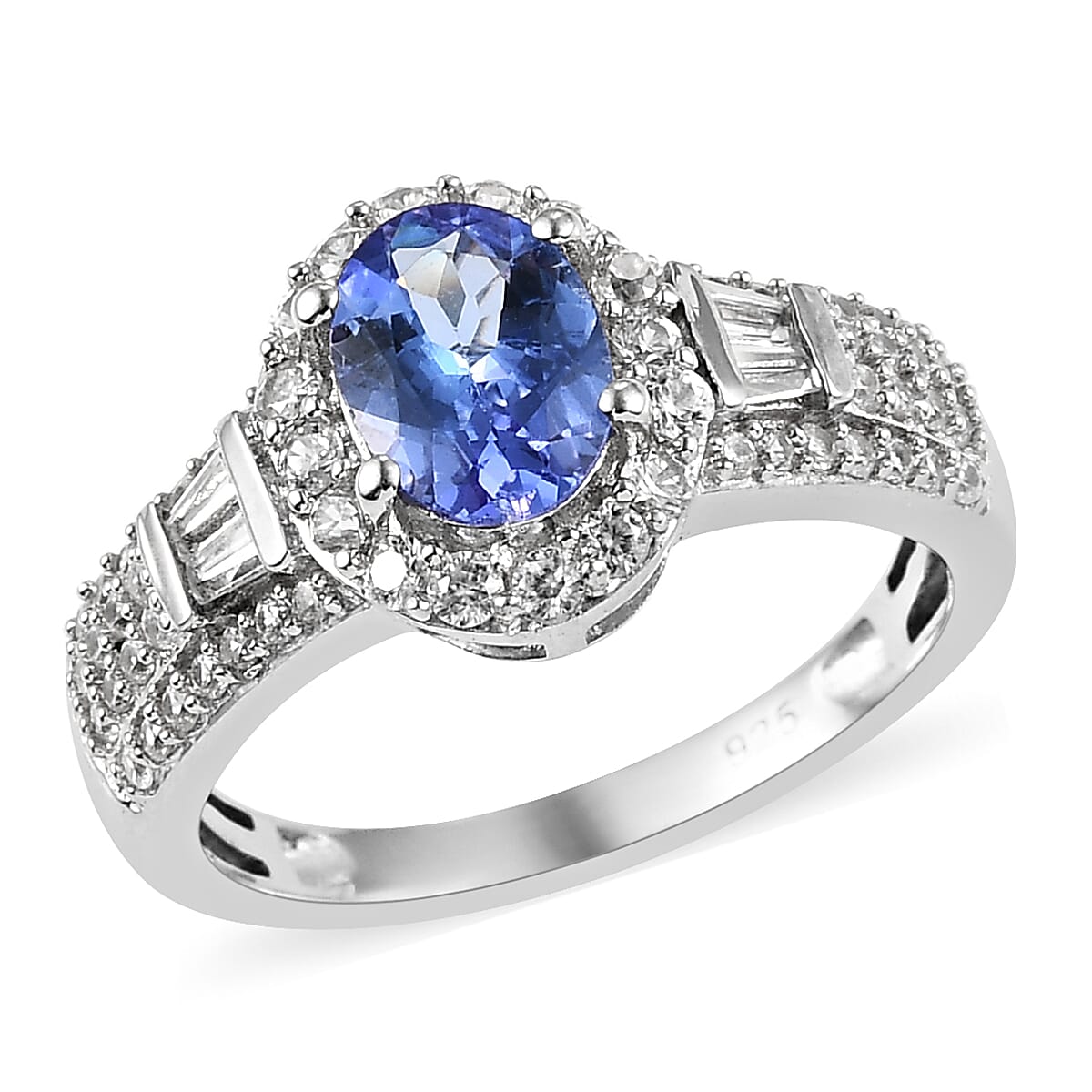 Tanzanite and White Zircon Ring in Sterling Silver (Size 11.5) 2.40 ctw