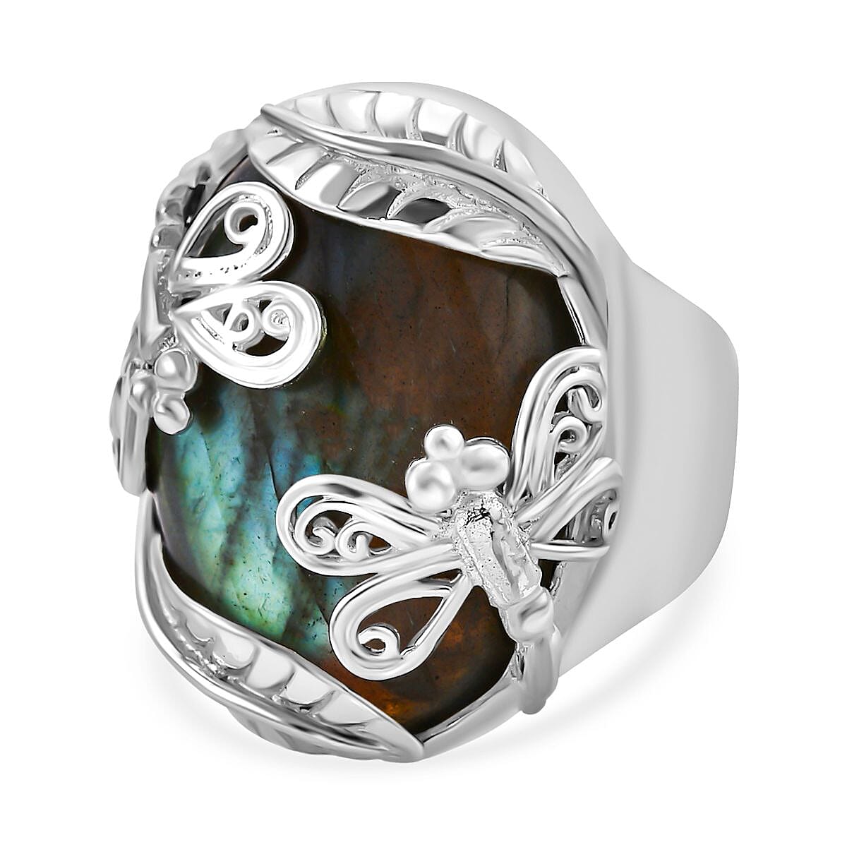 Labradorite Ring in Sterling Silver (Size 10.0) 30.00 ctw