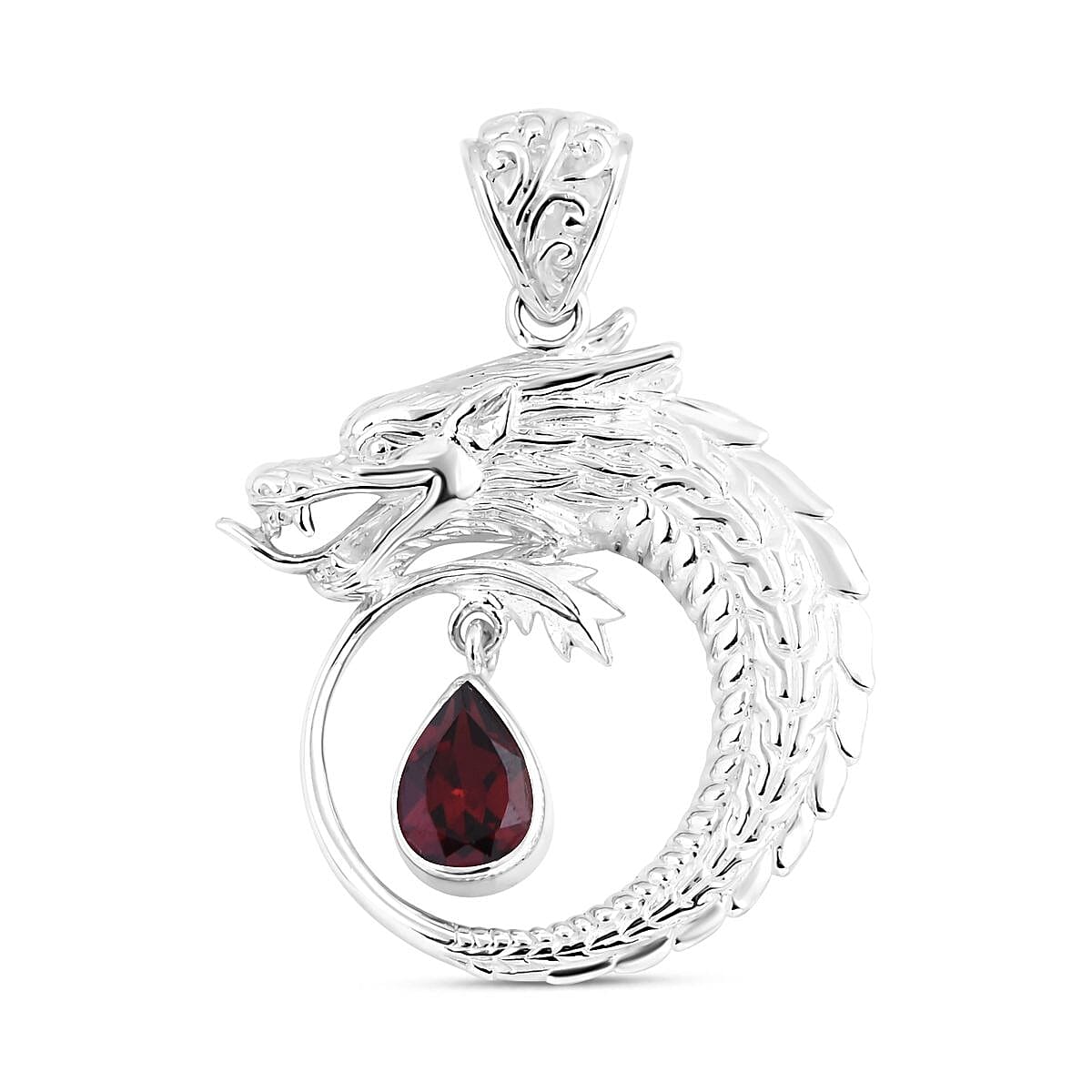 Red Garnet Pendant in Sterling Silver 1.65 ctw