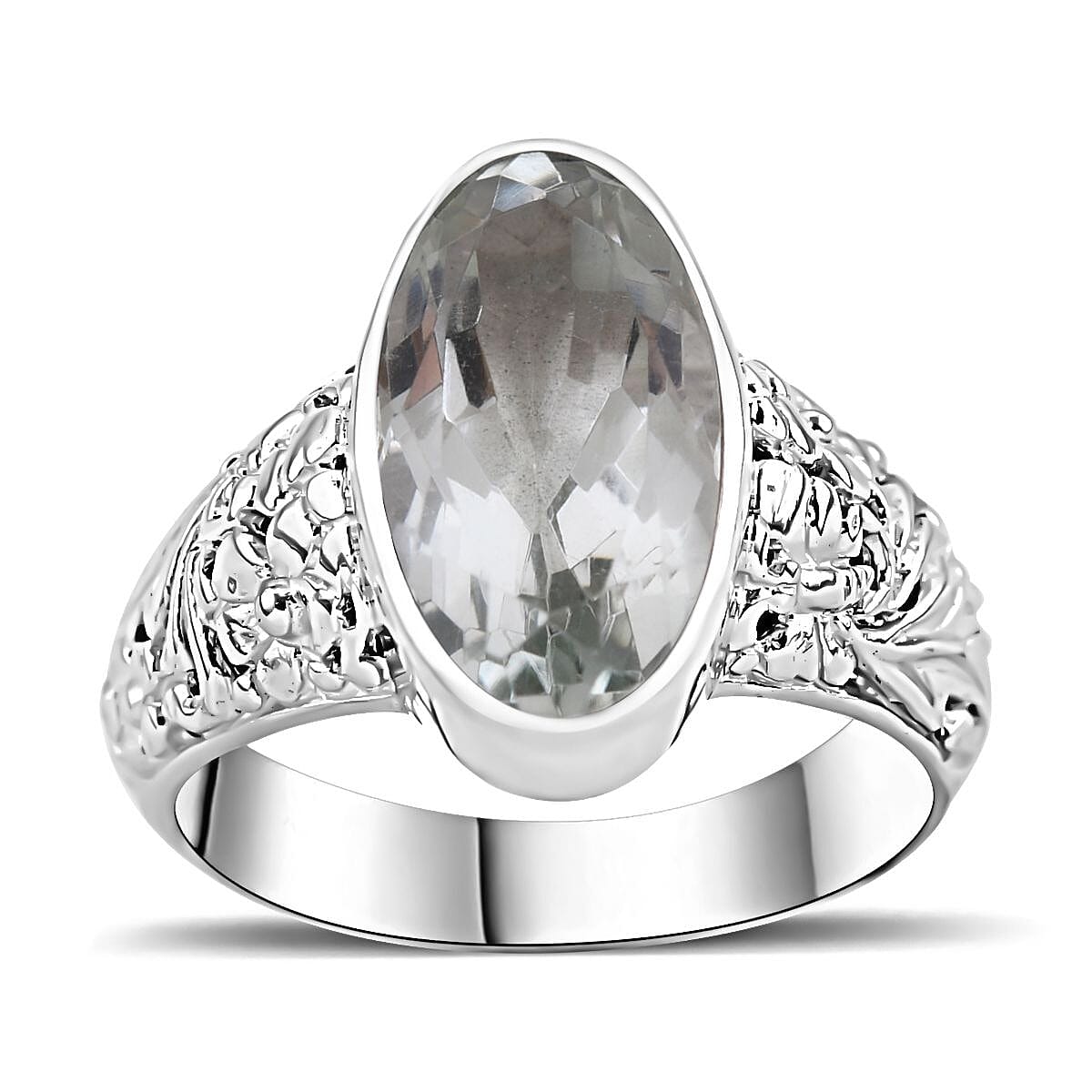 Prasiolite Ring in Sterling Silver (Size 6.5) 7.20 ctw