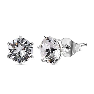 White Swarovski Crystal Earrings in Sterling Silver 2.20 ctw