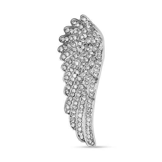 White Swarovski Crystal Brooch in Silvertone