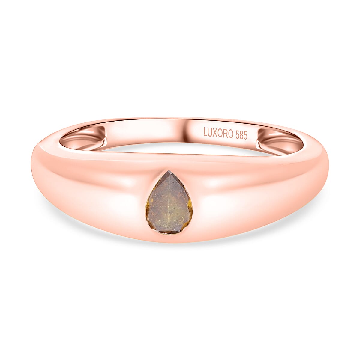 14K Rose Gold Natural Champagne Diamond (I1-I2) Ring (Size 8.0) 0.25 ctw