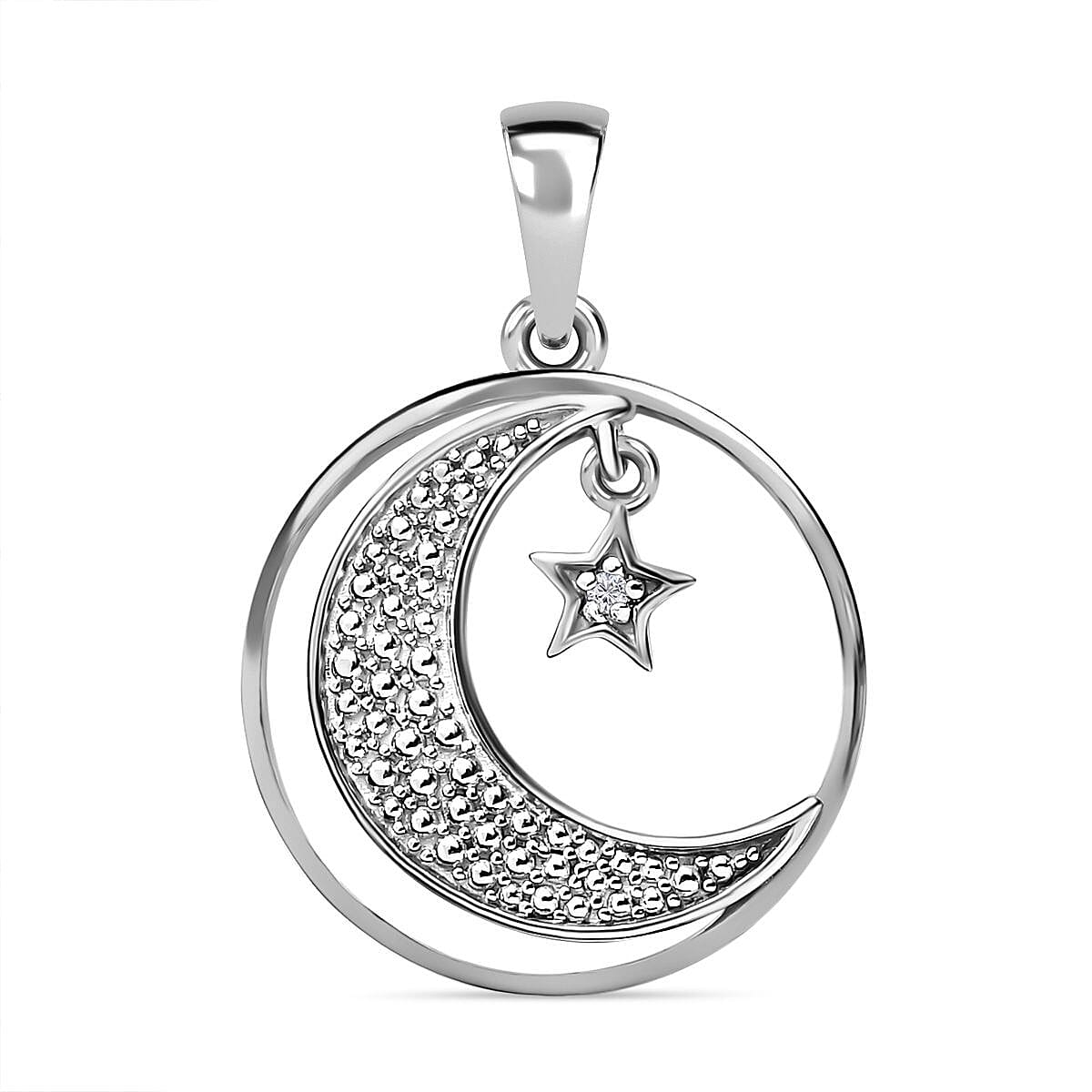 White Diamond Pendant in Platinum Over Sterling Silver