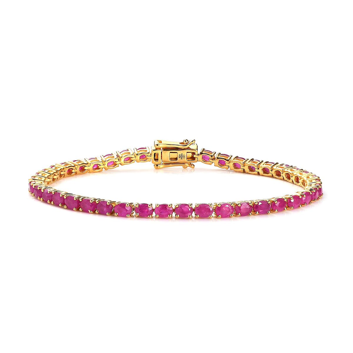 Premium Ruby Cluster Bracelet in 18K Vermeil YG Over Sterling Silver (7.25 In) 11.40 ctw