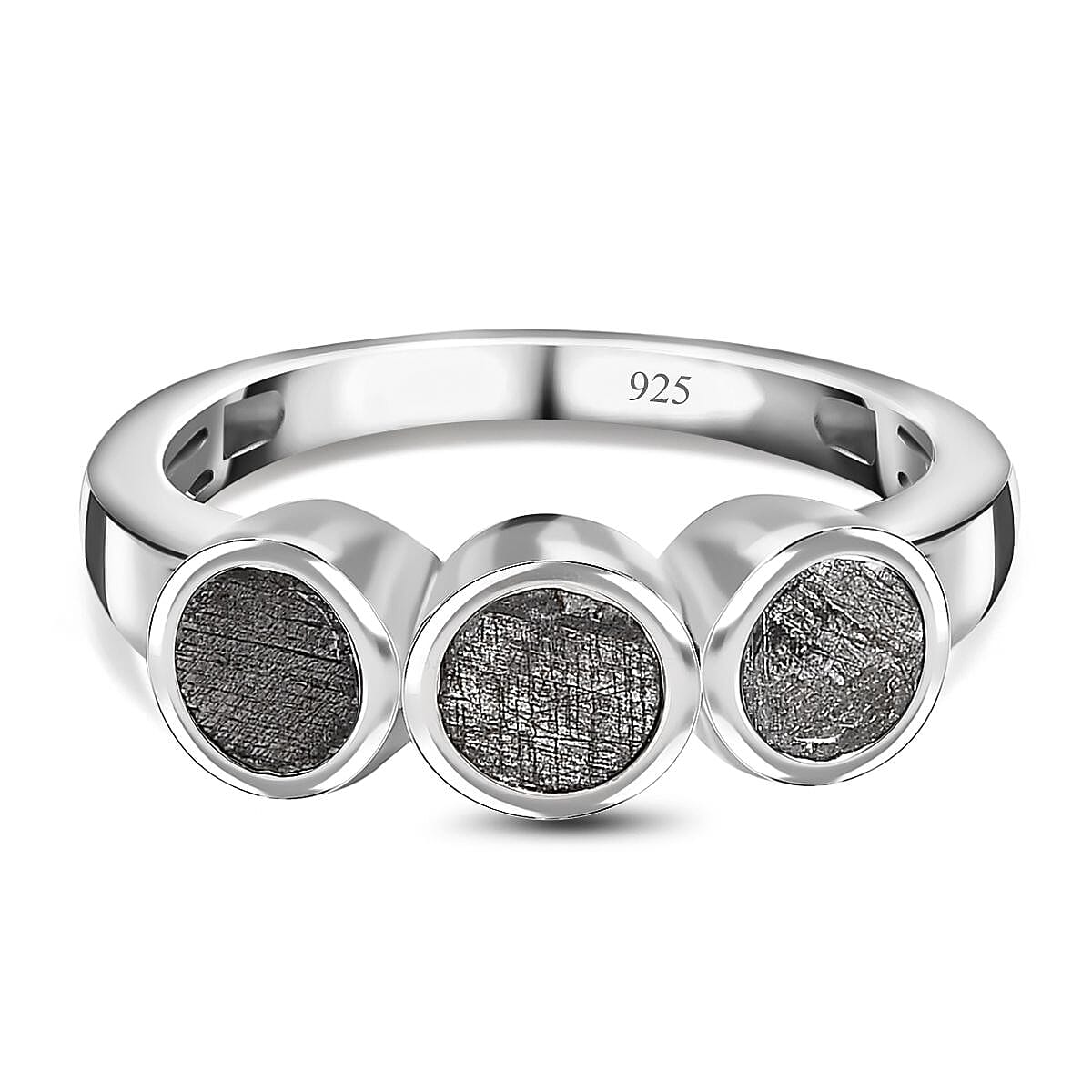 Meteorite Ring in Rhodium Over Sterling Silver (Size 10.0) 5.10 ctw
