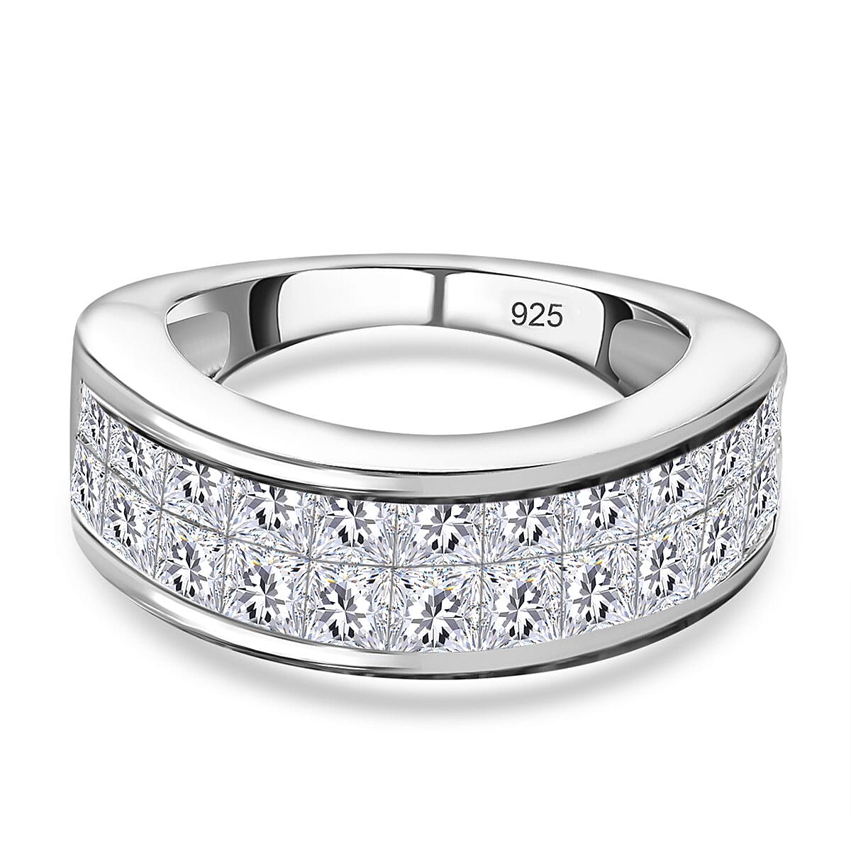 White Moissanite Ring in Platinum Over Sterling Silver (Size 10.0) 3.52 ctw