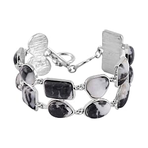 Grey Zebra Jasper Bracelet in Silvertone (7.00 In) 125.00 ctw