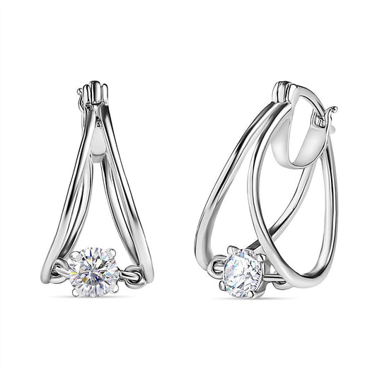 Moissanite Earrings in Platinum Over Sterling Silver 0.64 ctw