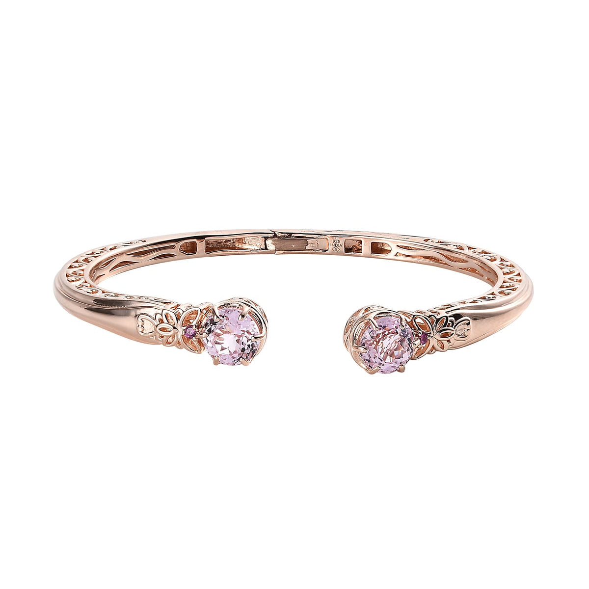 Premium Martha Rocha Kunzite, Orissa Rhodolite Garnet Cuff Bracelet in 18K Vermeil RG Over Sterling Silver (6.50 In) 5.20 ctw