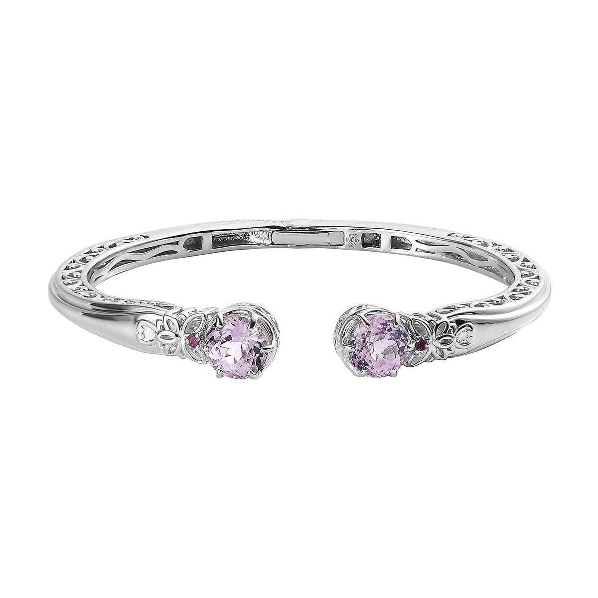 Premium Martha Rocha Kunzite, Orissa Rhodolite Garnet Cuff Bracelet in 18K Vermeil RG Over Sterling Silver (6.50 In) 5.20 ctw