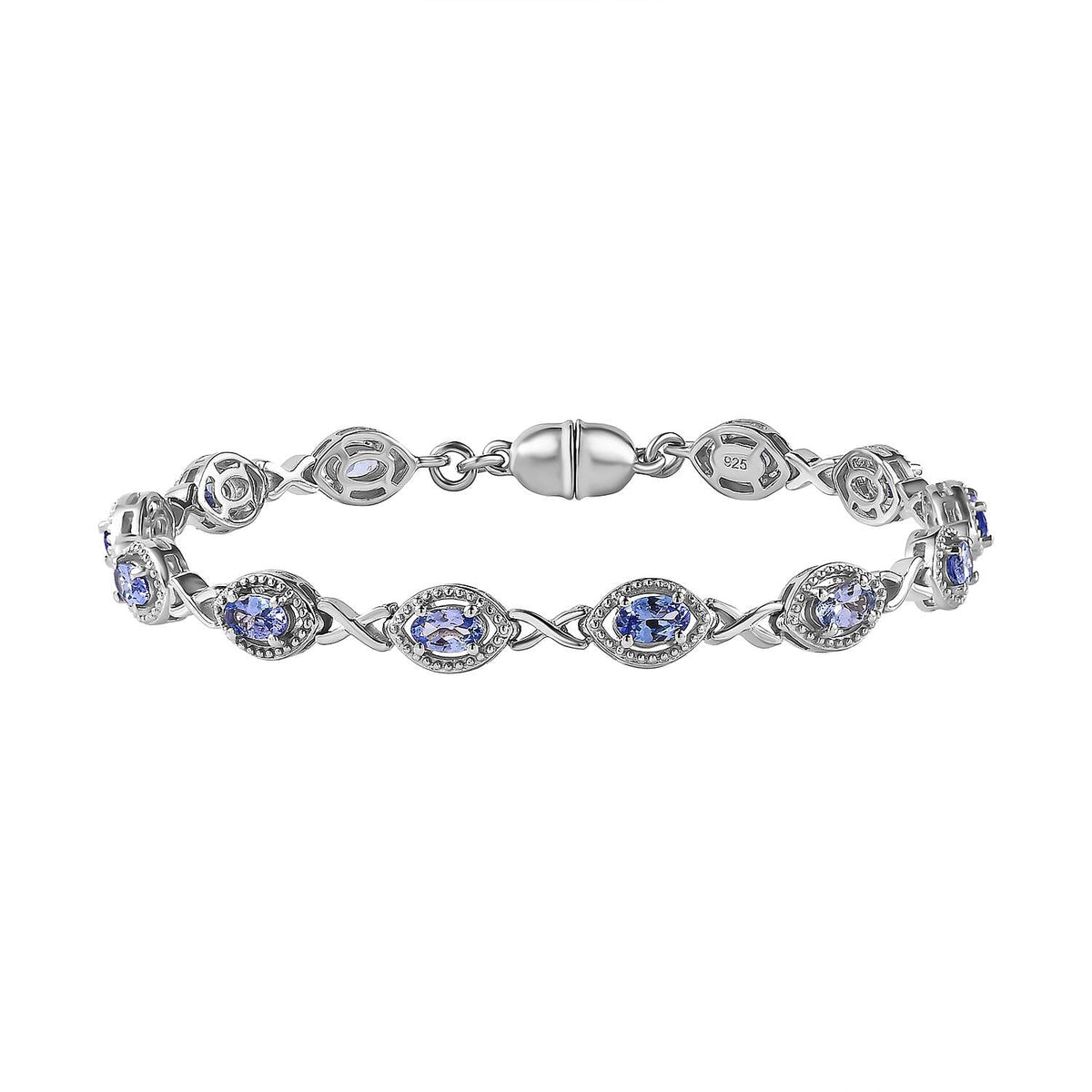 Tanzanite Bracelet in Platinum Over Sterling Silver (7.0 In) 3.12 ctw