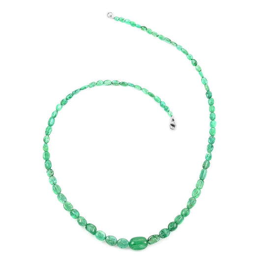 Certified & Appraised Rhapsody 950 Platinum AAAA Kagem Zambian Emerald Beaded Graduation Necklace (18 Inches) 80.00 ctw.