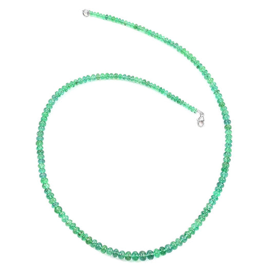 Certified & Appraised Rhapsody 950 Platinum AAAA Kagem Zambian Emerald Beaded Graduation Necklace (18 Inches) 70.00 ctw