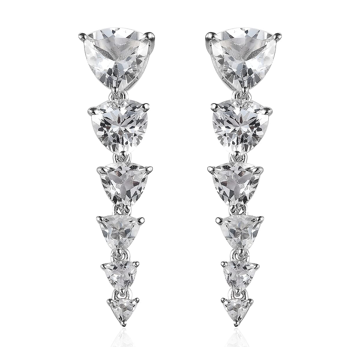 White Topaz Earrings in Rhodium Over Sterling Silver 10.75 ctw