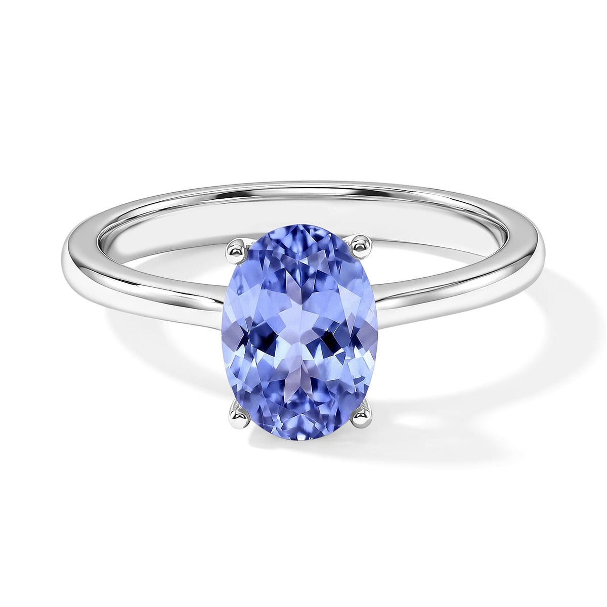 Tanzanite Solitaire Ring in Platinum Over Sterling Silver (Size 4.0) 1.35 ctw