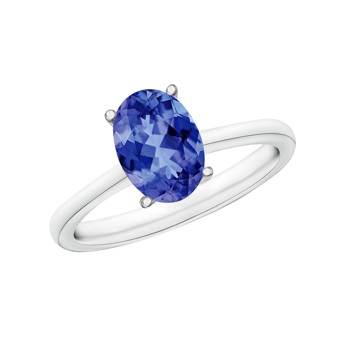 Tanzanite Solitaire Ring in Platinum Over Sterling Silver (Size 4.0) 1.35 ctw