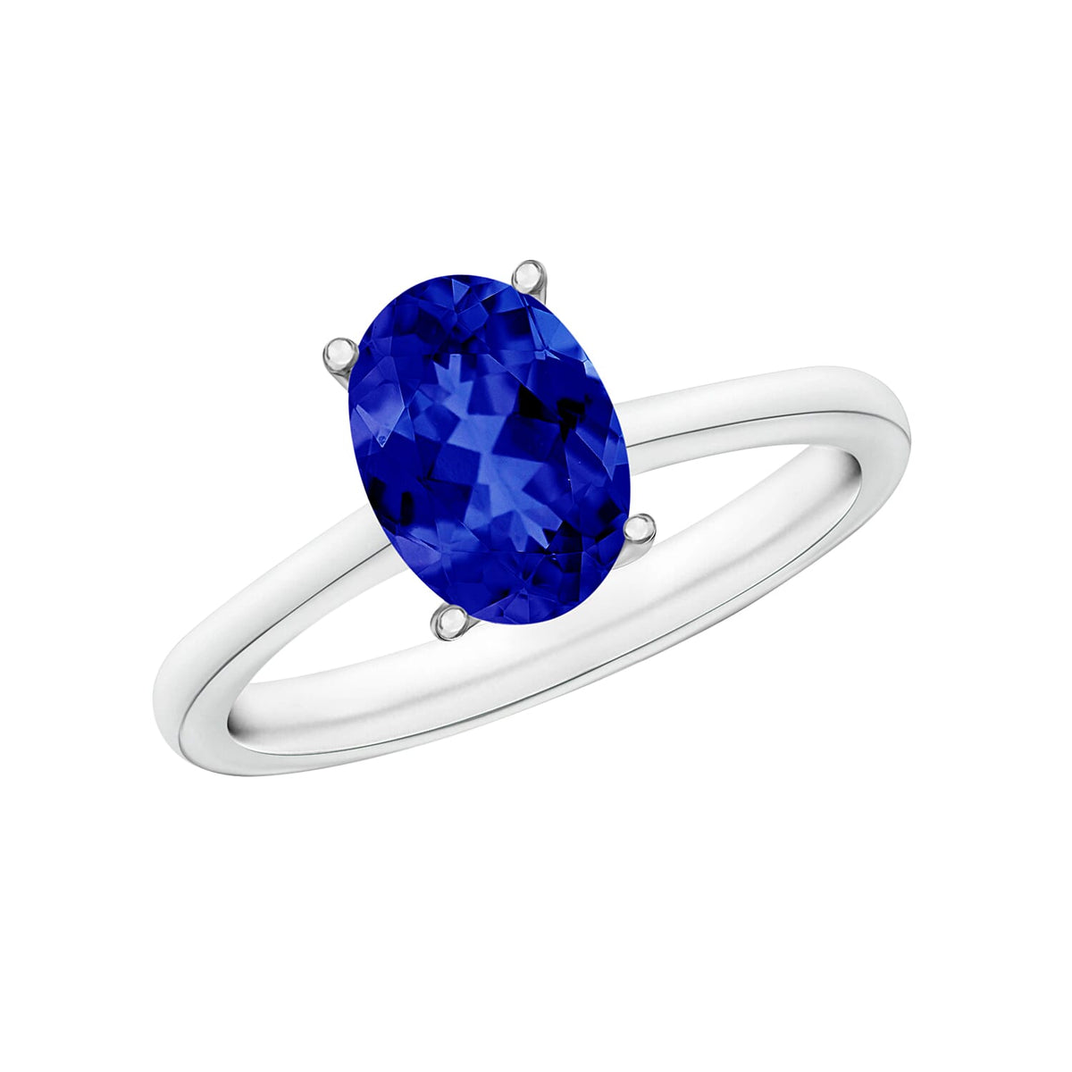 Tanzanite Solitaire Ring in Platinum Over Sterling Silver (Size 4.0) 1.35 ctw