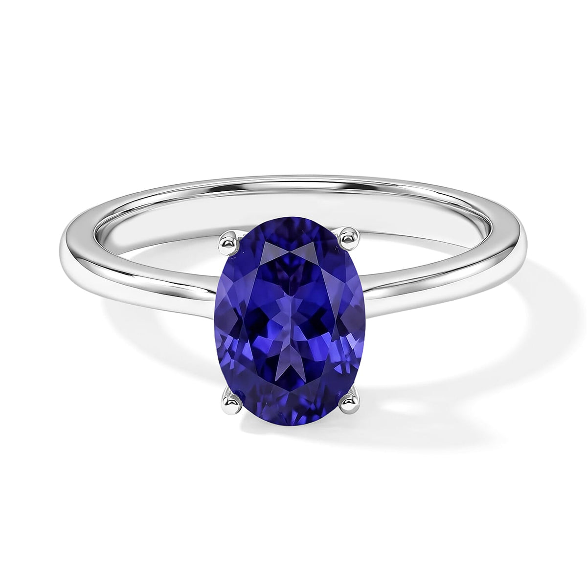 Tanzanite Solitaire Ring in Platinum Over Sterling Silver (Size 4.0) 1.35 ctw