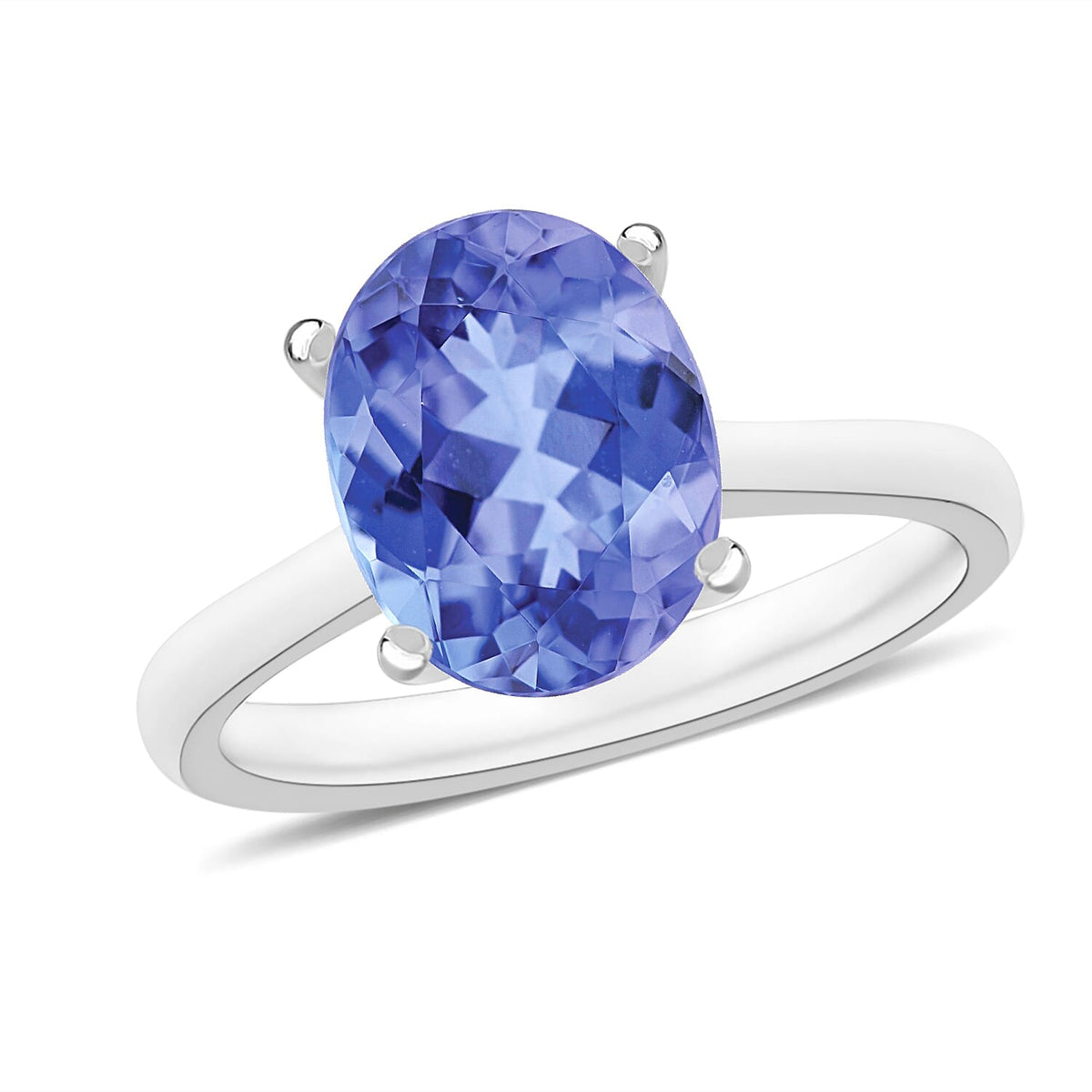 Tanzanite Solitaire Ring in Platinum Over Sterling Silver (Size 4.0) 1.35 ctw