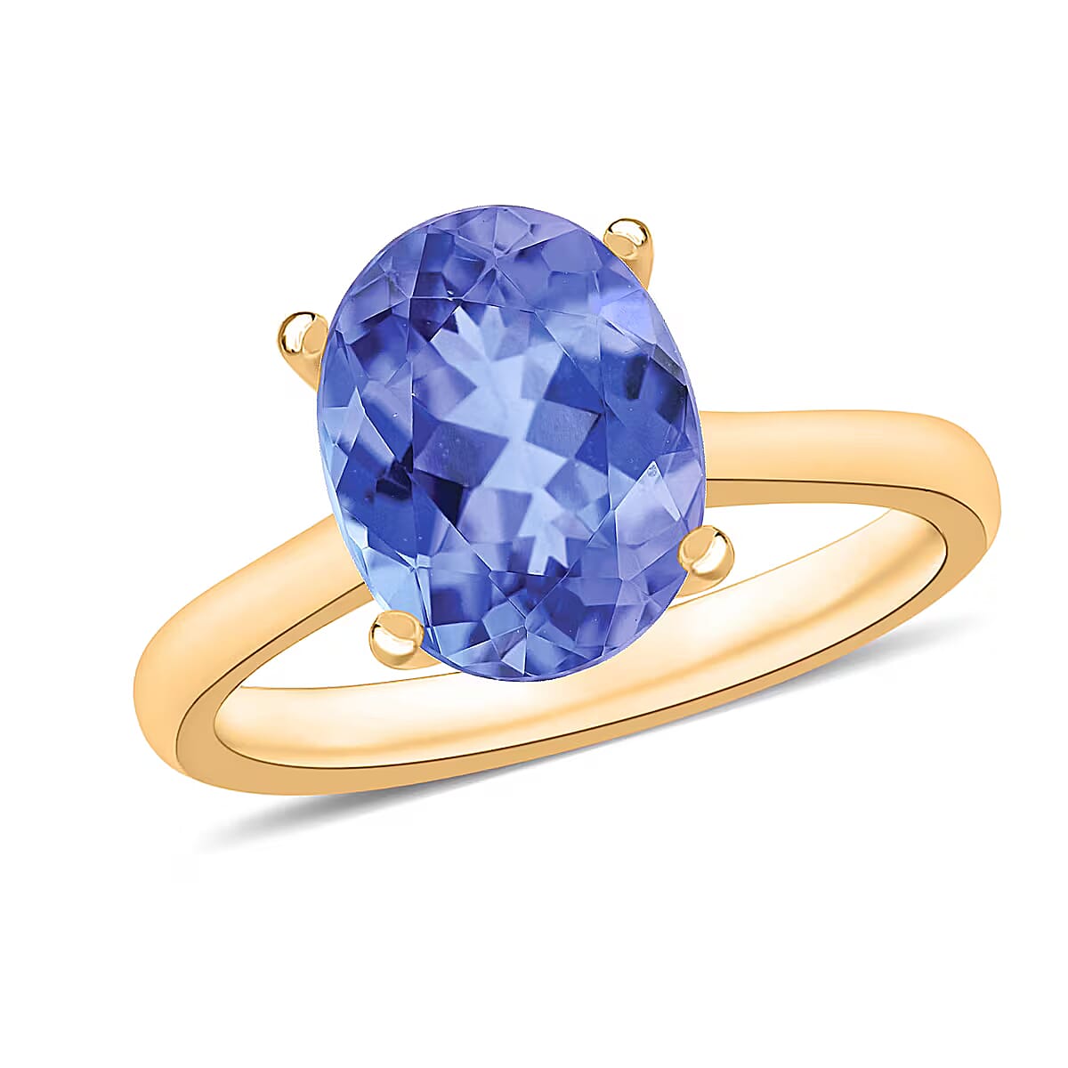 Tanzanite Solitaire Ring in Platinum Over Sterling Silver (Size 4.0) 1.35 ctw
